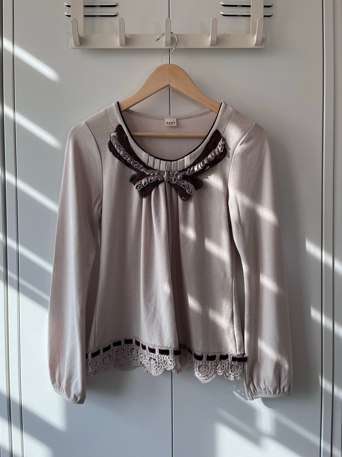 Axes femme 스팽글 리본 레이스 롱 슬리브 상품이미지1