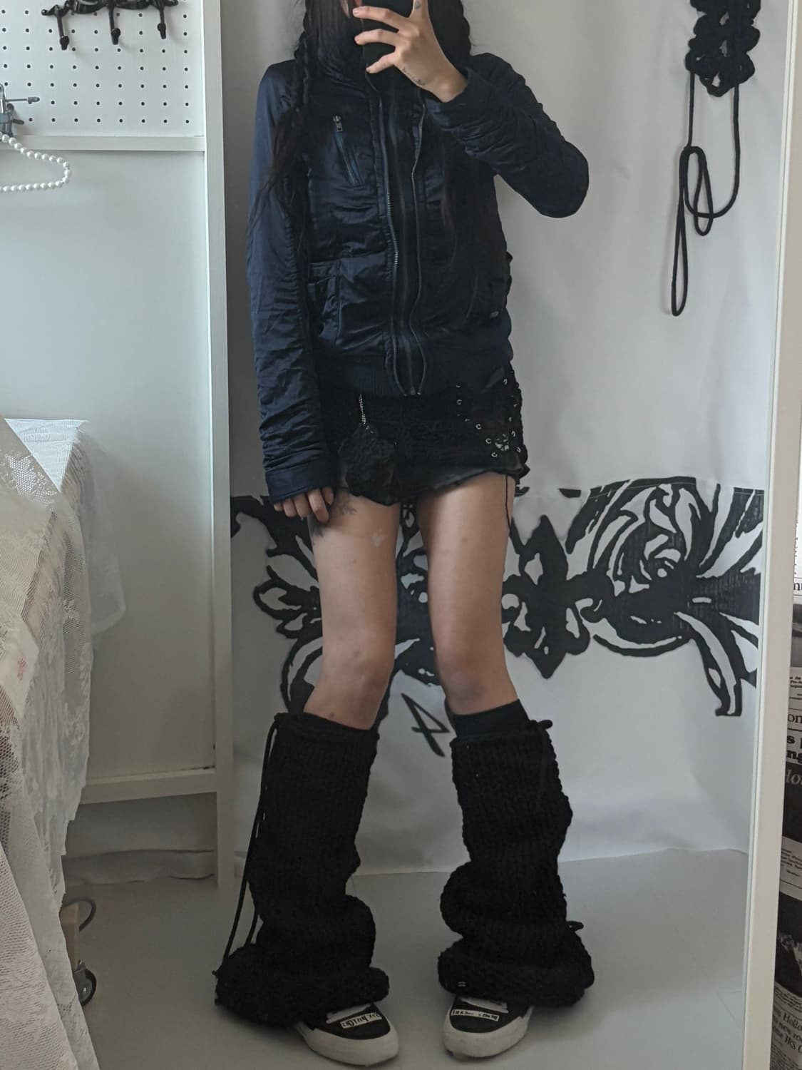 • Navy Shirring High-Neck Jacket 상품이미지4