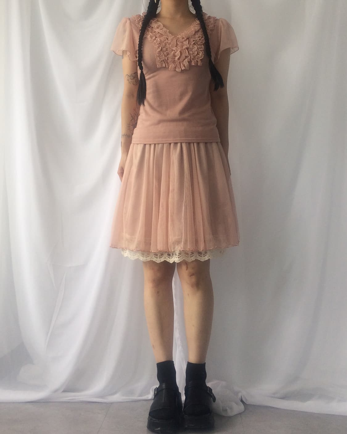Frill trimming t shirt 상품이미지5
