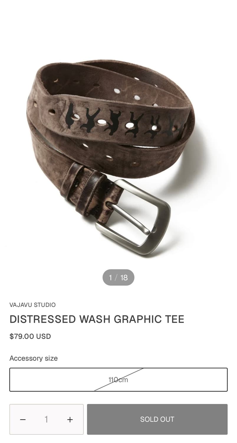 VINTAGE distressed wash graphic belt 상품이미지2