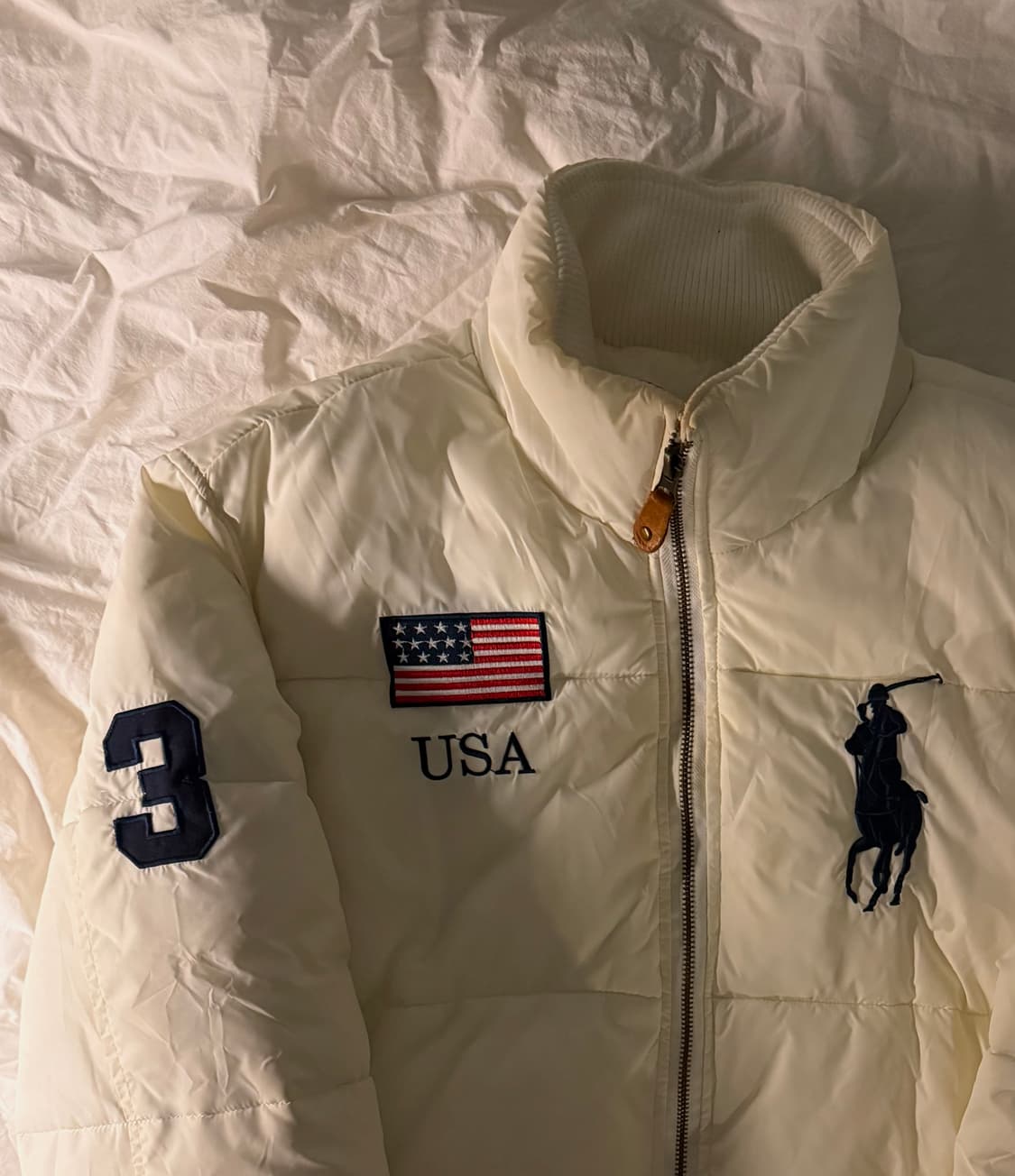 (경매)폴로 빅포니 성조기 패딩 크림 상품이미지1