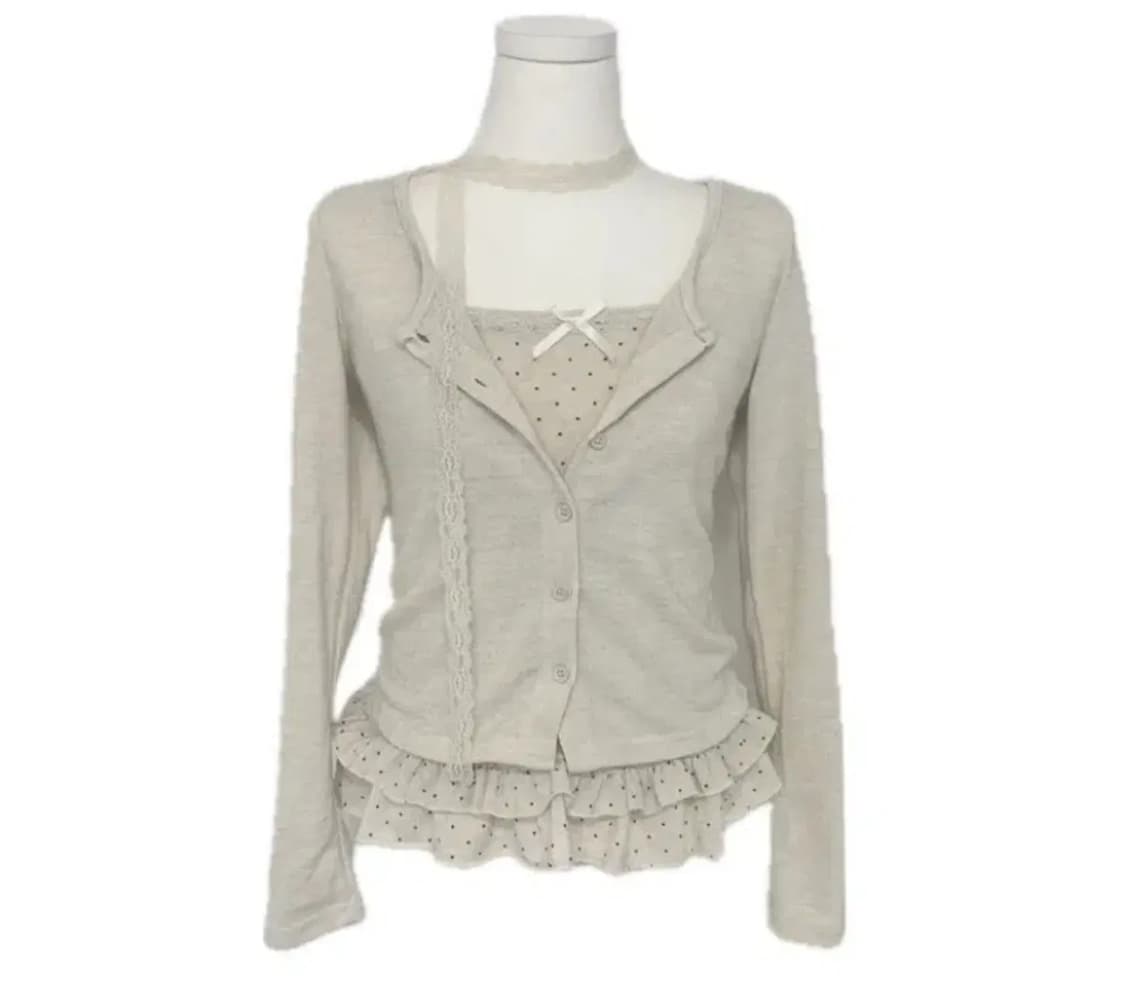 레이스 프릴 나시 가디건 세트 상품이미지1