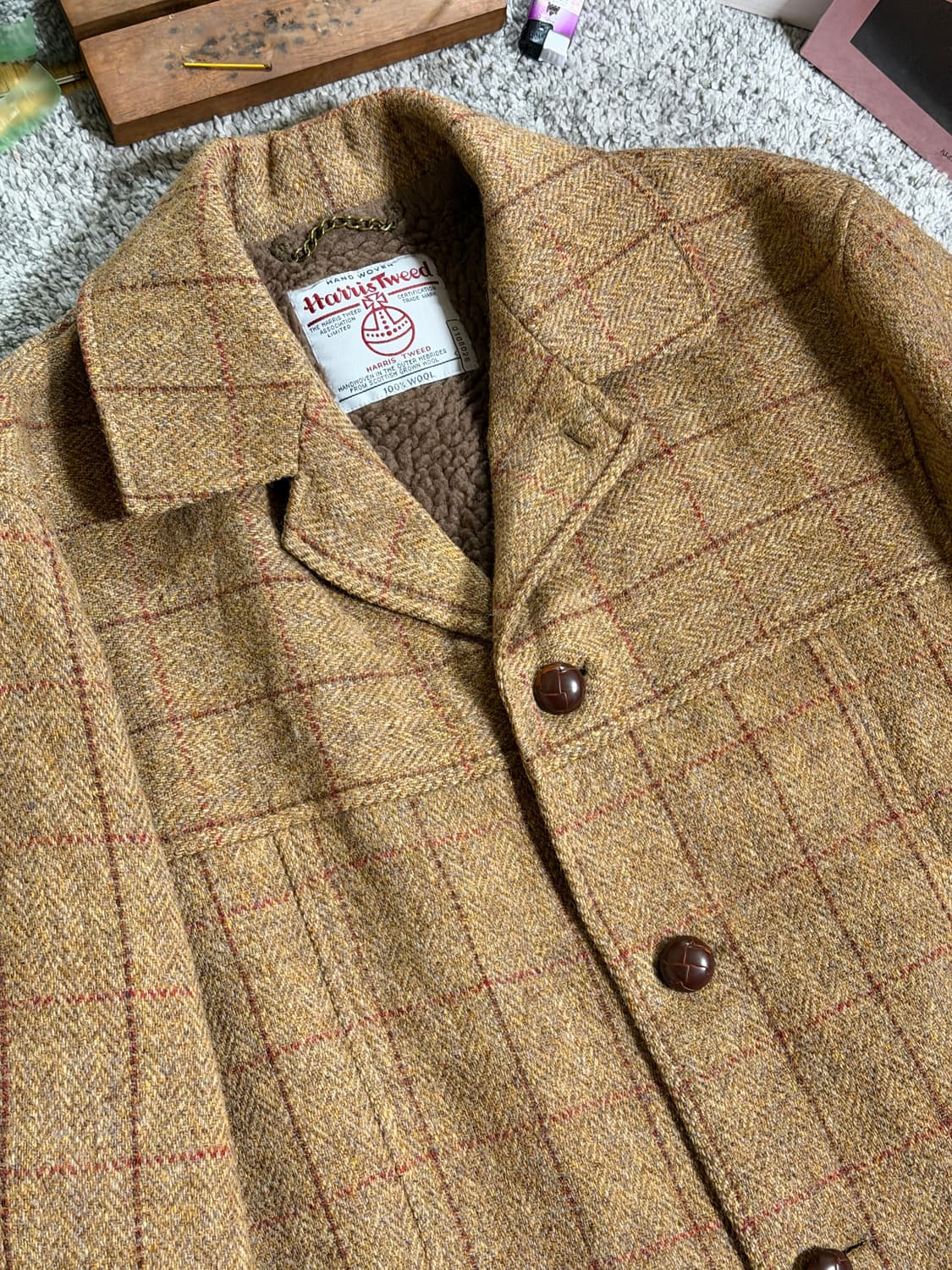 해리스트위드 트위드 시어링 코트 상품이미지3