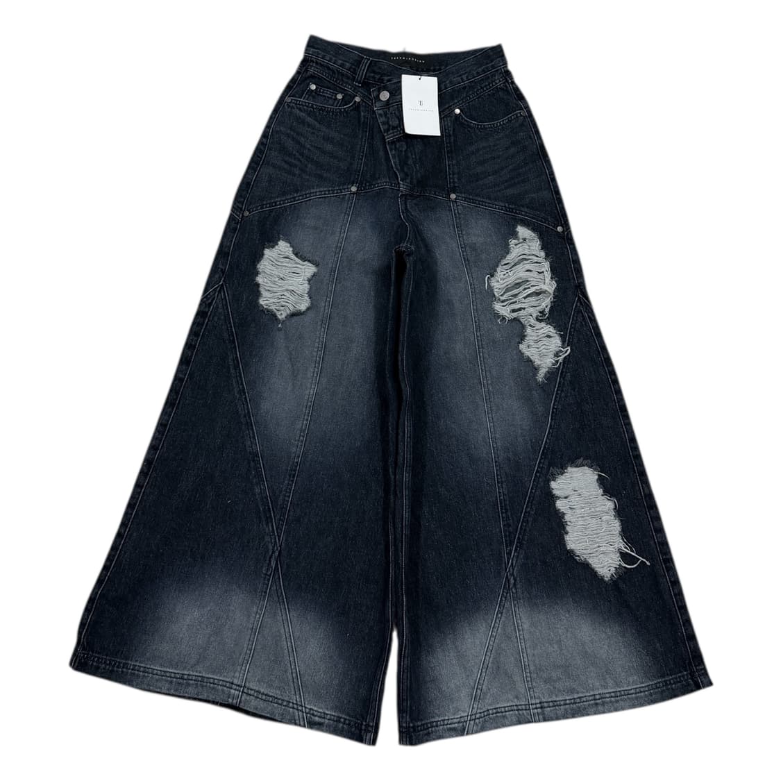 트리밍버드 데미지 오버 와이드 데님 팬츠 바지 블루 1 상품이미지1