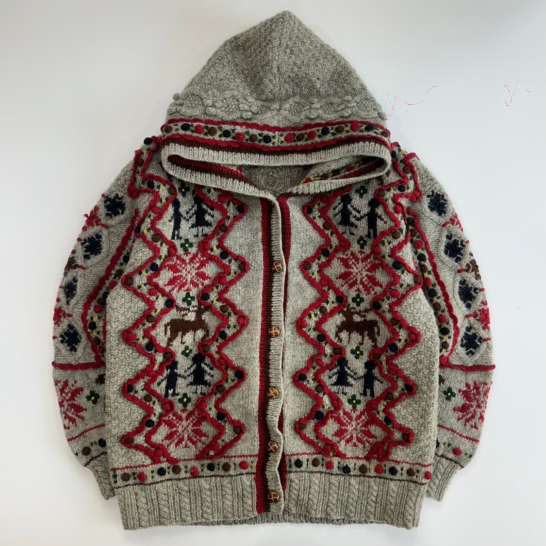 빈티지 울 노르딕 니트 후드가디건  상품이미지3