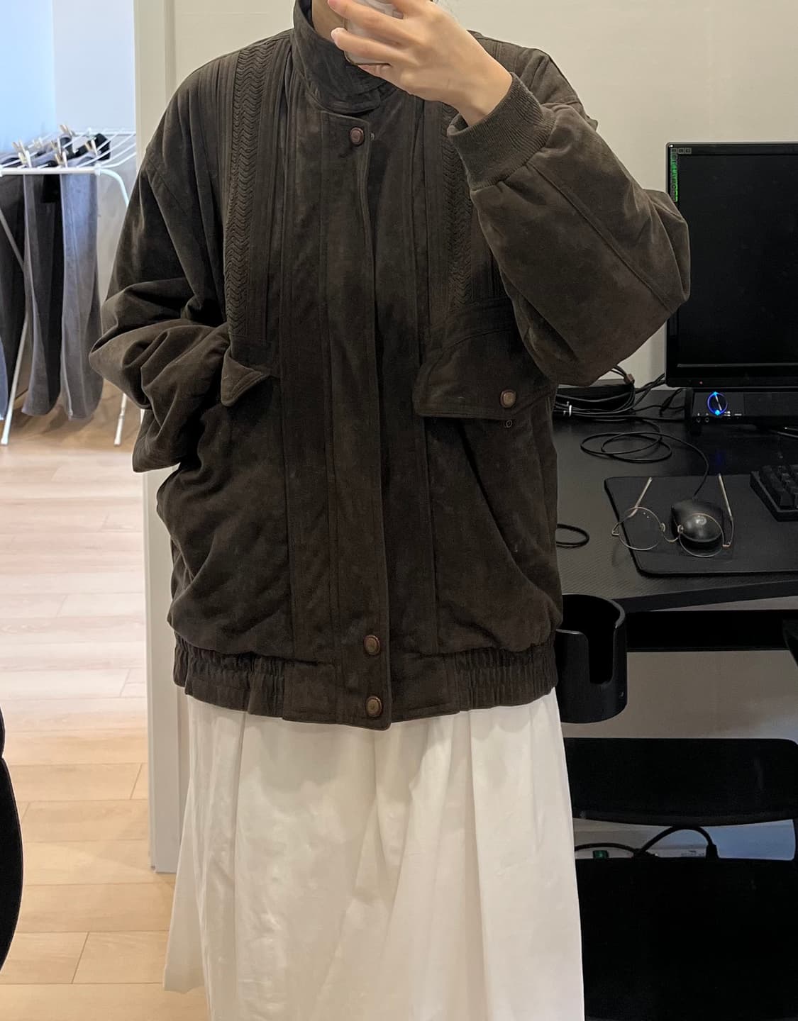 브라운 스웨이드 누빔 자켓 상품이미지1