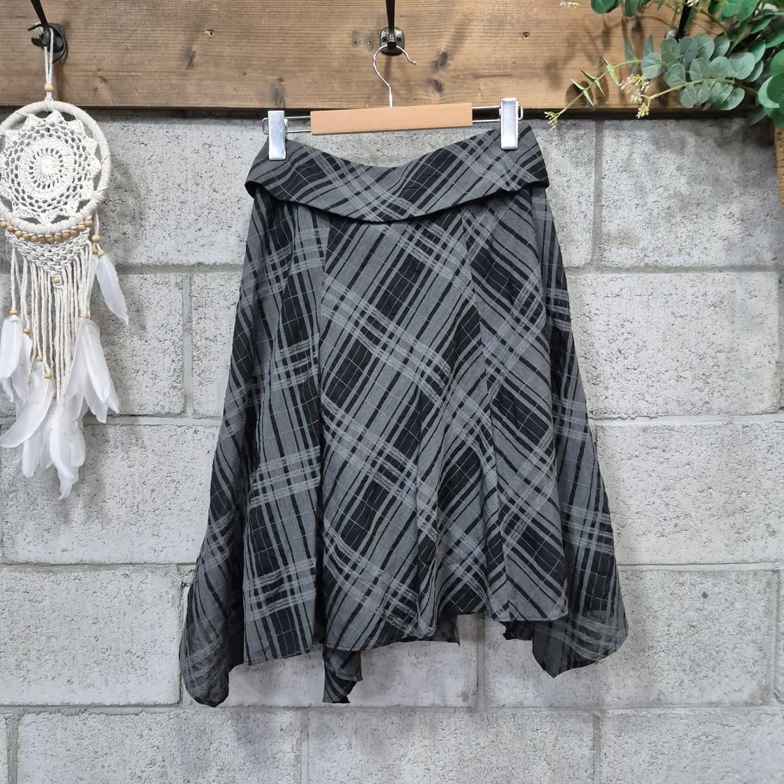 데무 언발 체크 스커트 상품이미지5