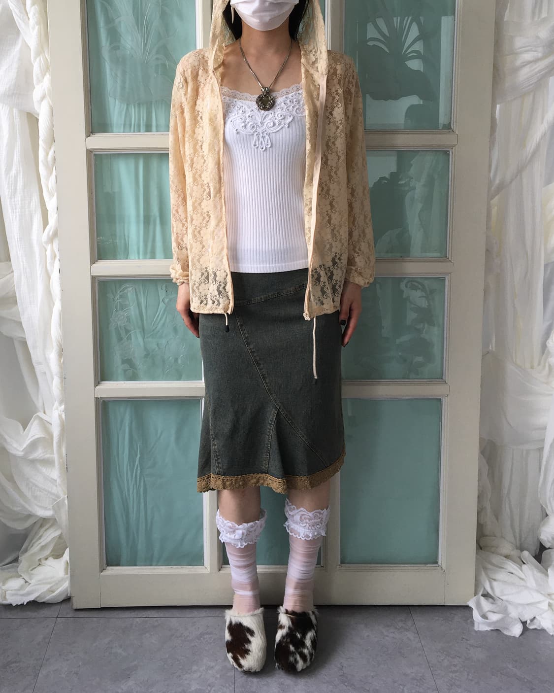 Lace hood zip up 상품이미지5