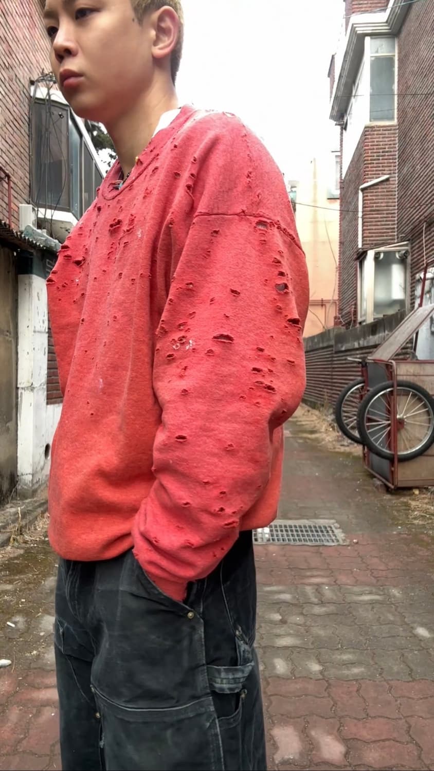 90s jerzees 디스트레스드, 페이딩 스웻셔츠 상품이미지5