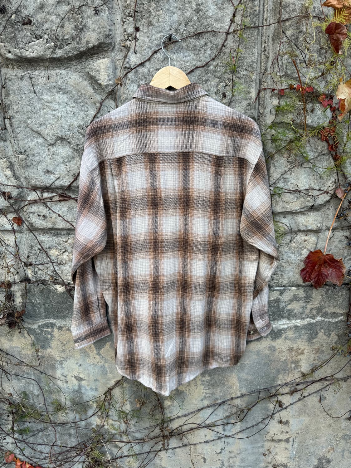 버드와이저 빈티지 투포켓 체크 플란넬 웨스턴 셔츠 베이지 상품이미지2