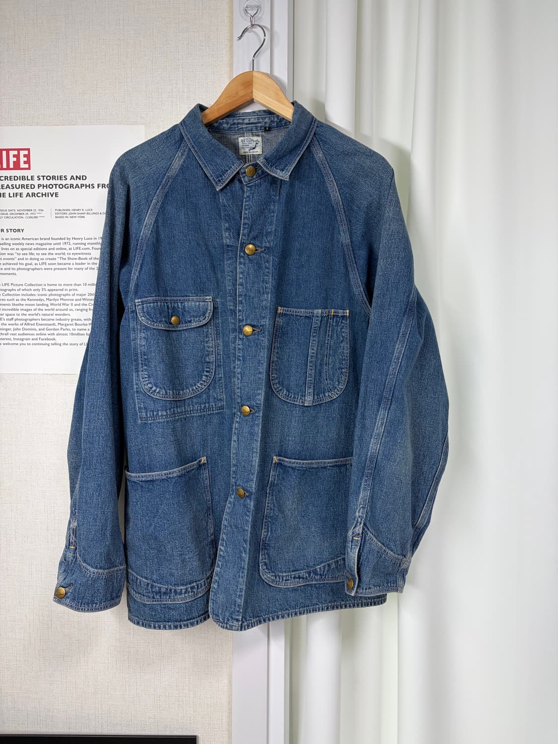 오어슬로우 50s 데님 커버올 자켓 워싱 자켓 size 4 상품이미지1