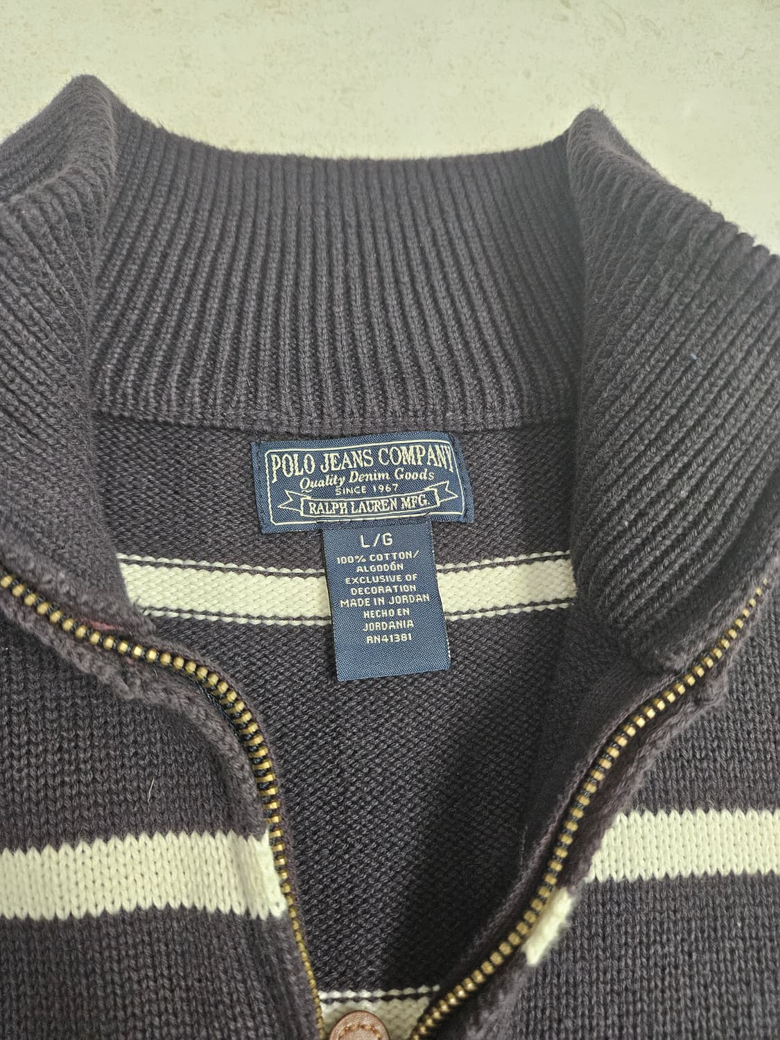 90s 폴로 진스 스트라이프 하프집업 상품이미지2