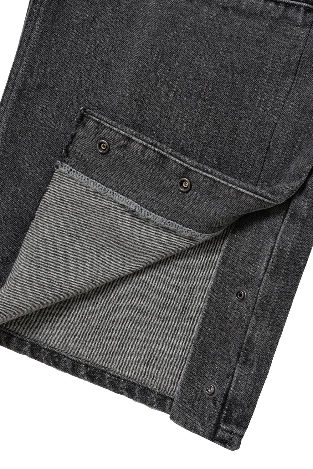 [2] 해칭룸 플레어 버튼 와이드 진 워시드블랙 상품이미지3