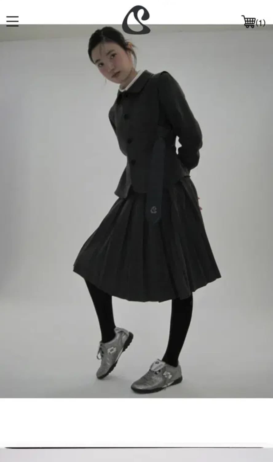 스마트어반유즈풀 SUU 코이세이오 플라워 플리츠 스커트 그레이 상품이미지2