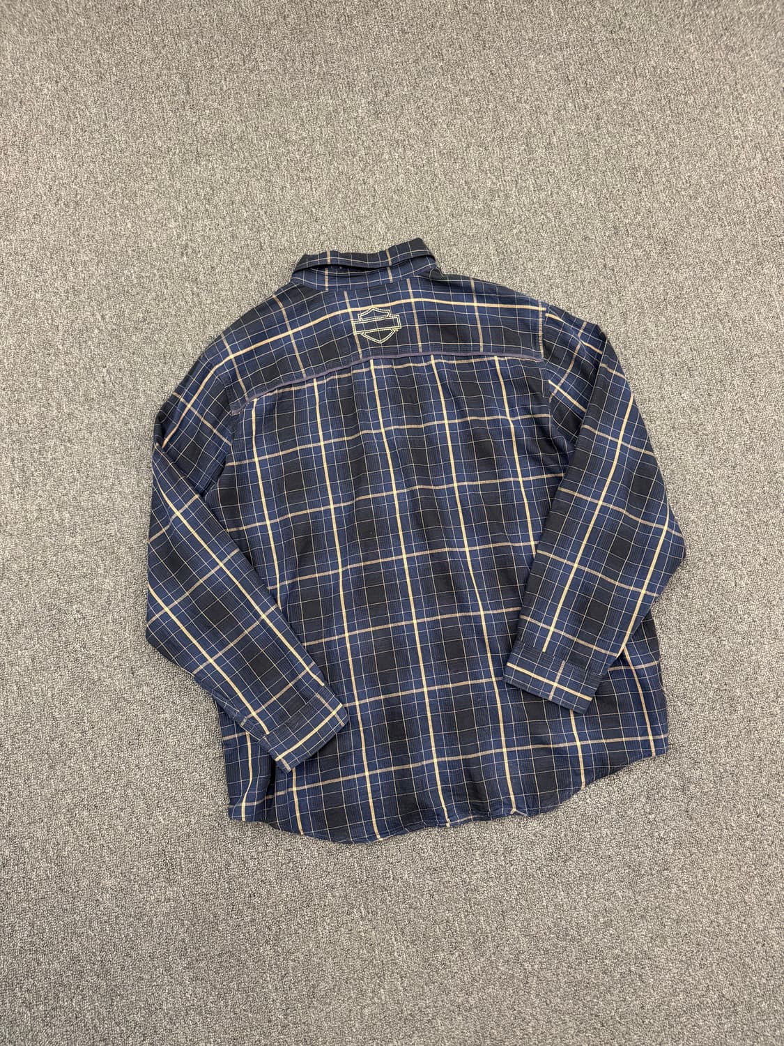 2XL)할리데이비슨 빈티지 블루&베이지 체크패턴 긴팔 셔츠 상품이미지5