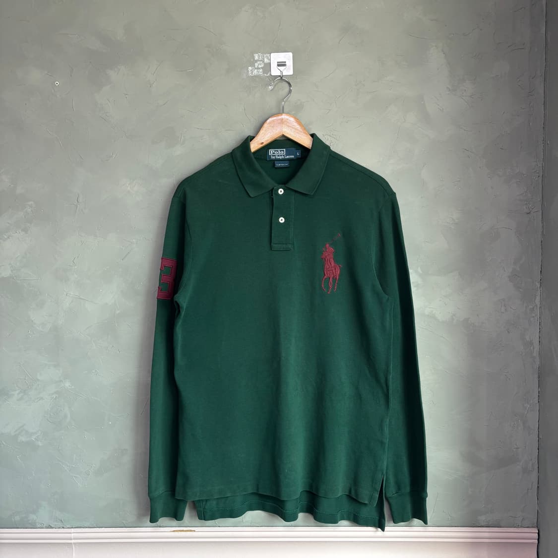 폴로 랄프로렌 빅포니 카라티 롱슬리브 그린 버건디 상품이미지1