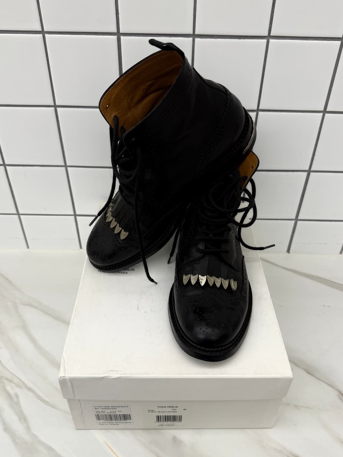 토가 레이스 업 레더 부츠 상품이미지4