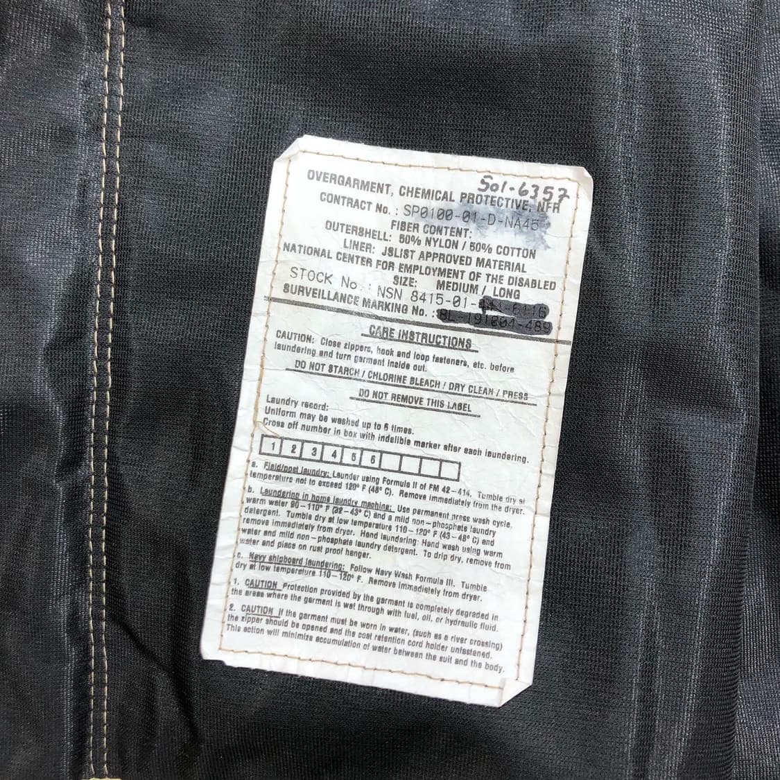 미군 케미컬 슈트 카모플라쥬 3색 자켓 M 상품이미지7