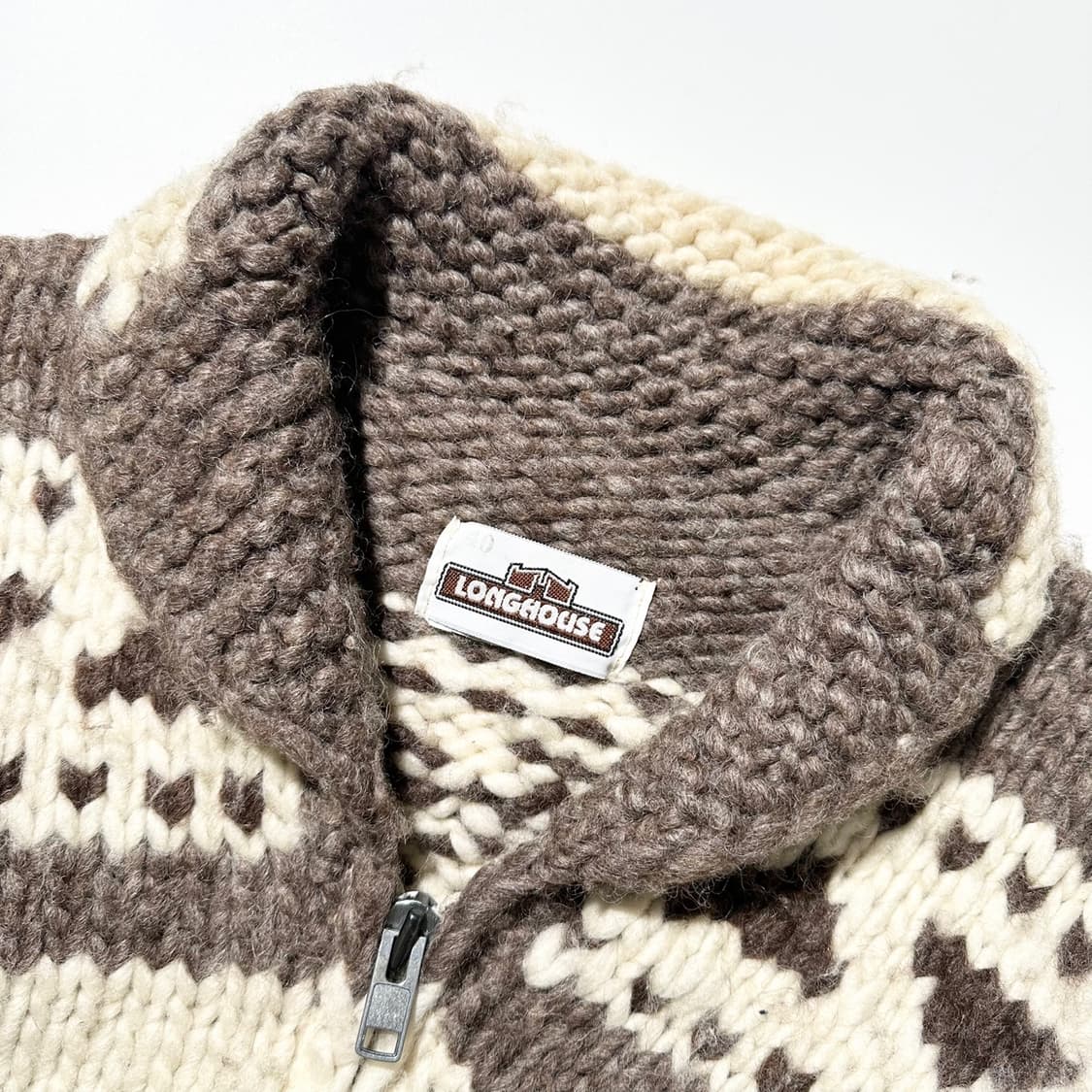 롱하우스 캐나다 코위찬 헤비울 숄카라 니트 집업 가디건 상품이미지4