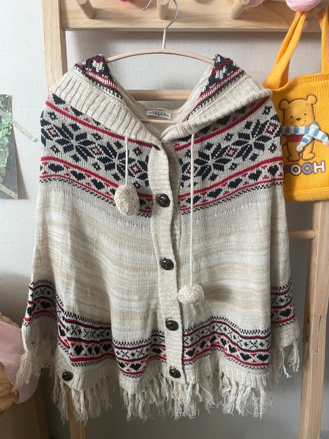 모리걸 빈티지 노르딕 후드 폼폼이 케이프❤️❄️ 상품이미지2