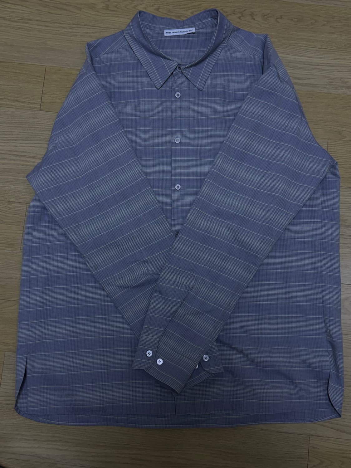 포스트 아카이브 팩션(파프) 8.0+ 베이비블루 체크 셔츠 XL 상품이미지2