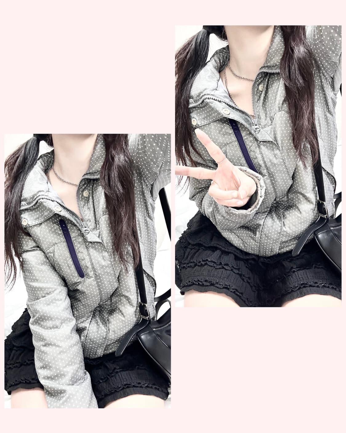 오니츠카타이거 그레이 도트 누빔자켓 상품이미지1