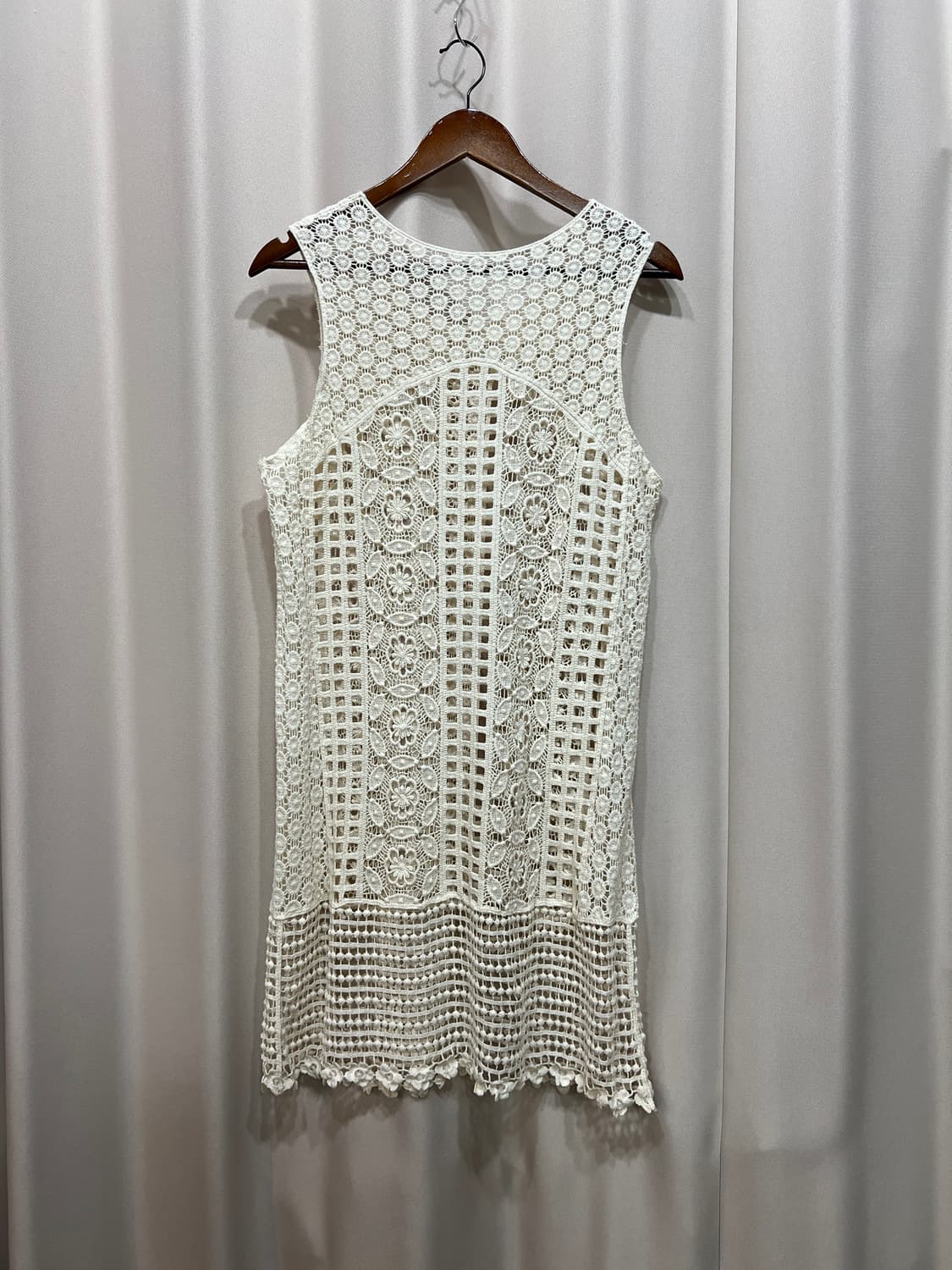 빈티지 여성 그물 니트 롱 베스트 상품이미지4