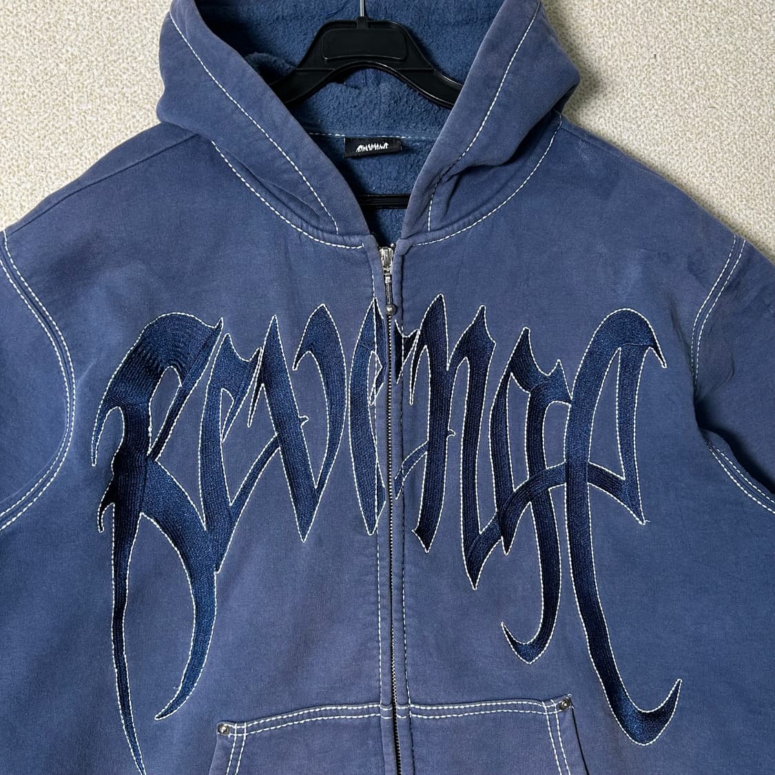 (M) Revenge 리벤지 스티치 블루 후드집업 상품이미지3