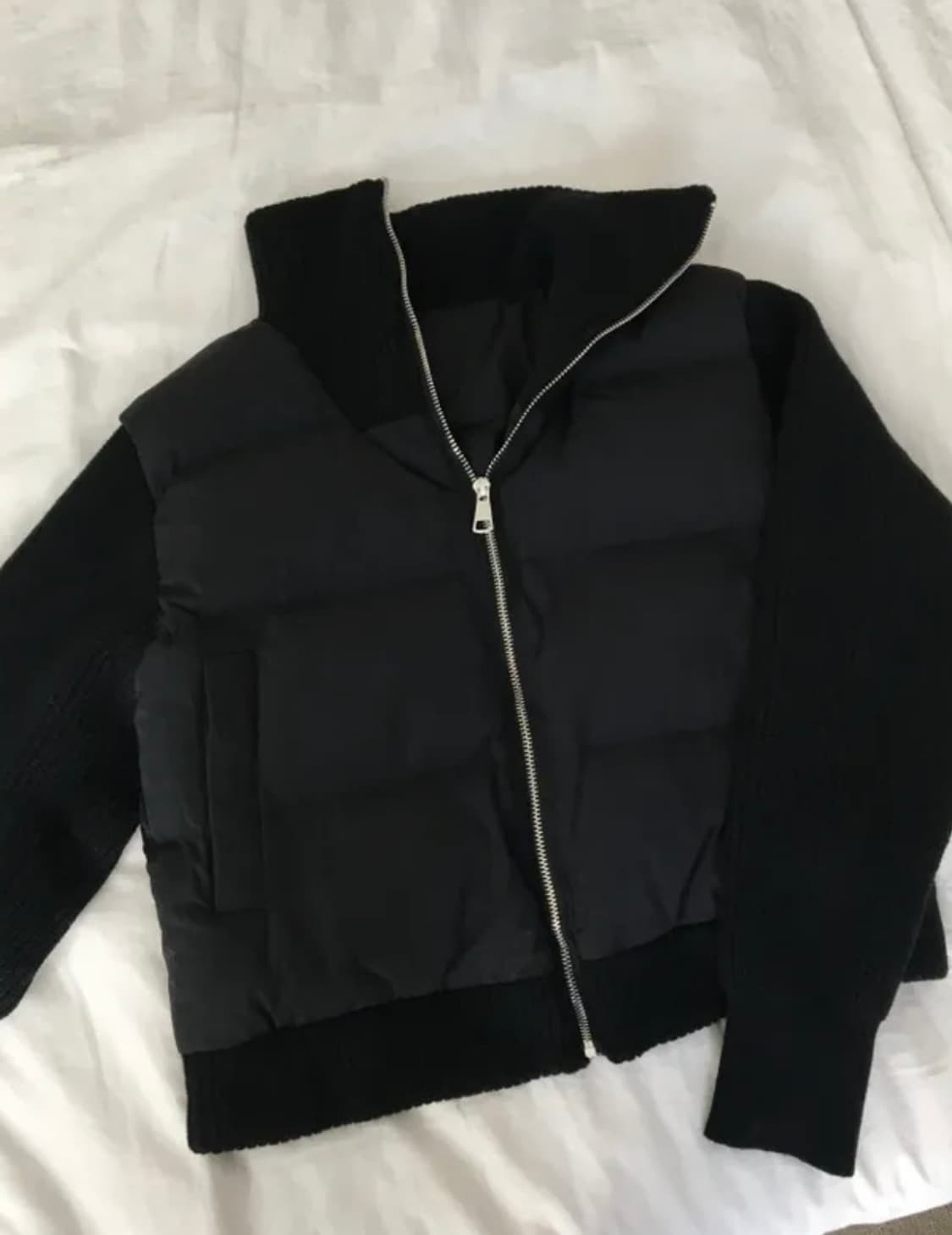 루즈핏 웰론 카라 니트패딩 점퍼 집업 블랙 상품이미지3