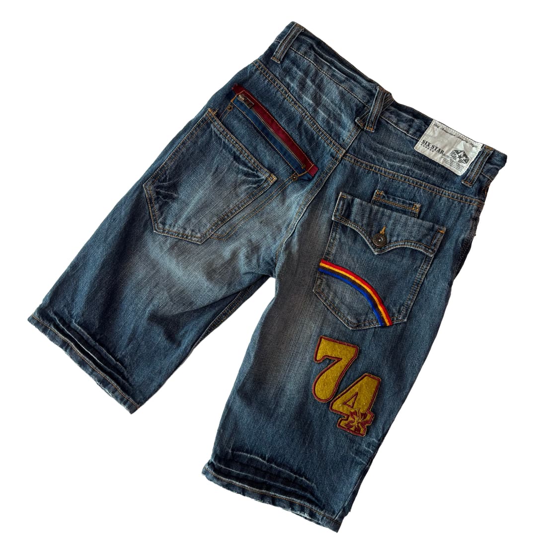 [SIX STAR] 올드 아메리칸 빈티지 와펜 데님 하프 팬츠 상품이미지1