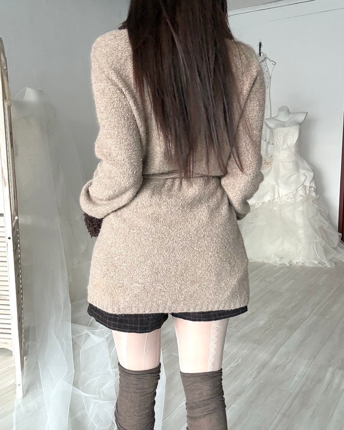 Mute beige wool knit zip-up 상품이미지5