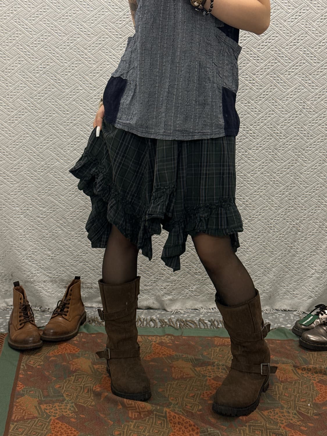 빈티지 키치 언발 프릴 체크 로코코 캉캉 스커트 K0118 상품이미지1