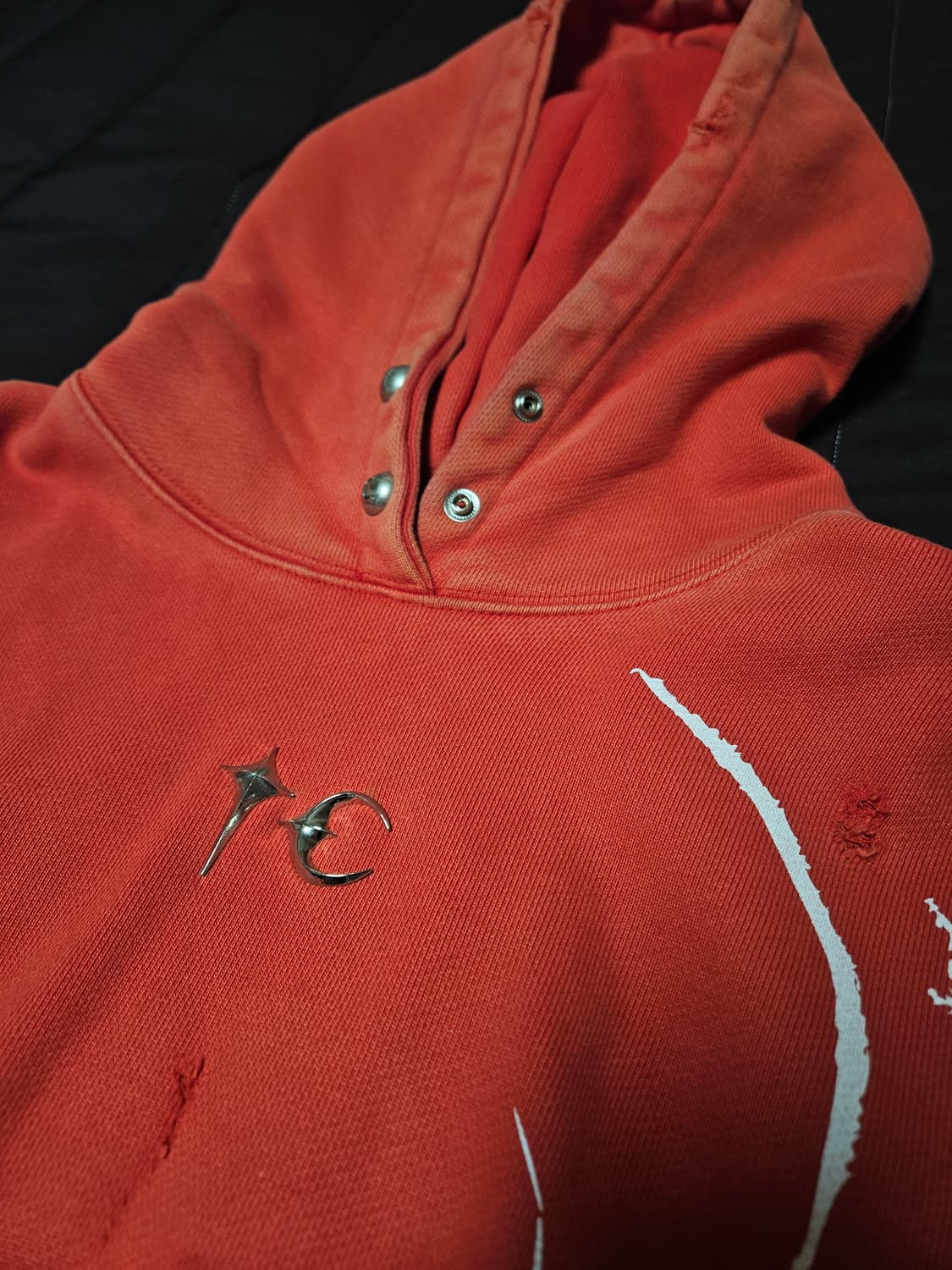 떠그클럽 사탄 후드 스웻 레드 화이트 size1 상품이미지4