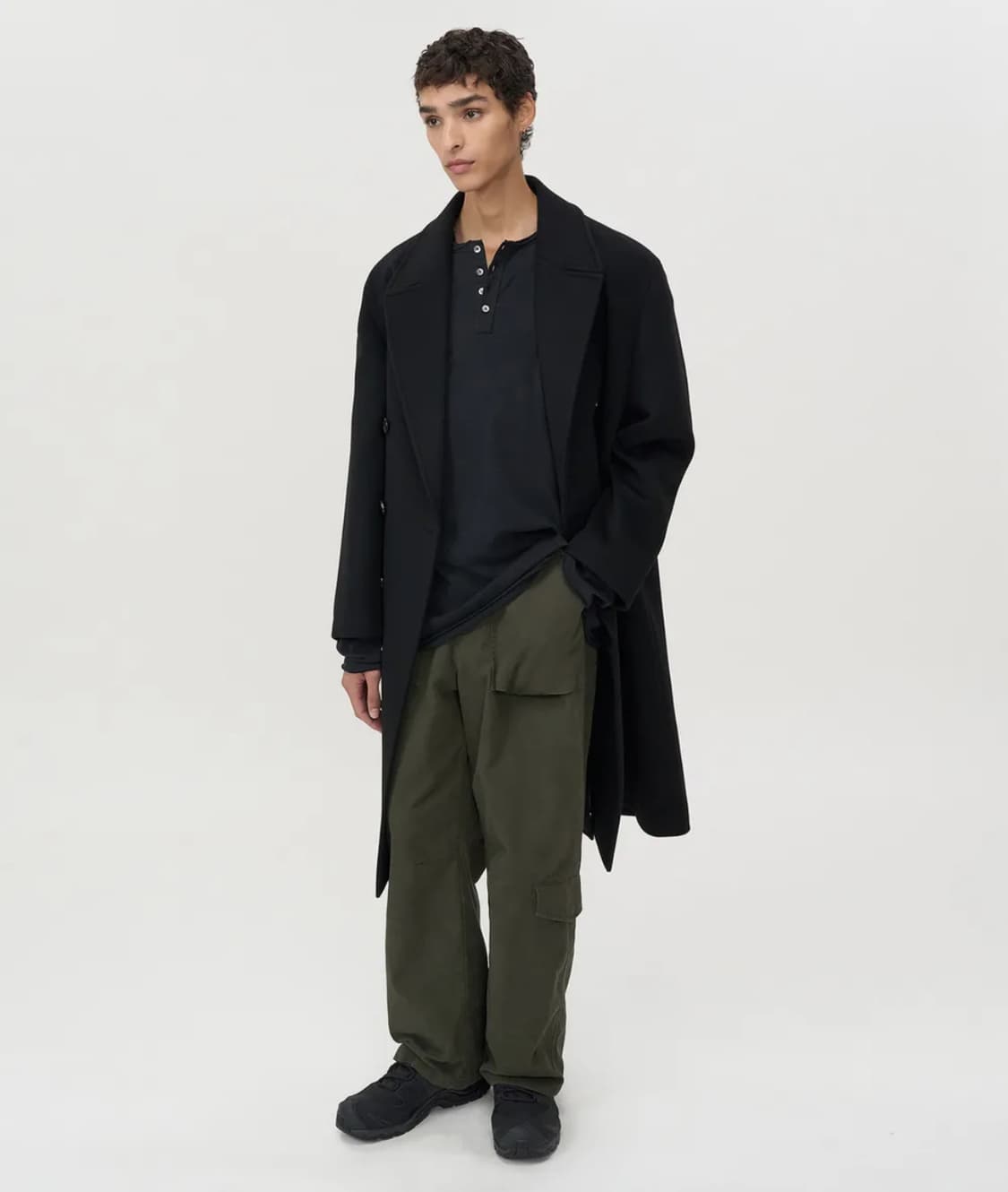 인사일런스 캐시미어 더블 롱 코트 BLACK 상품이미지2