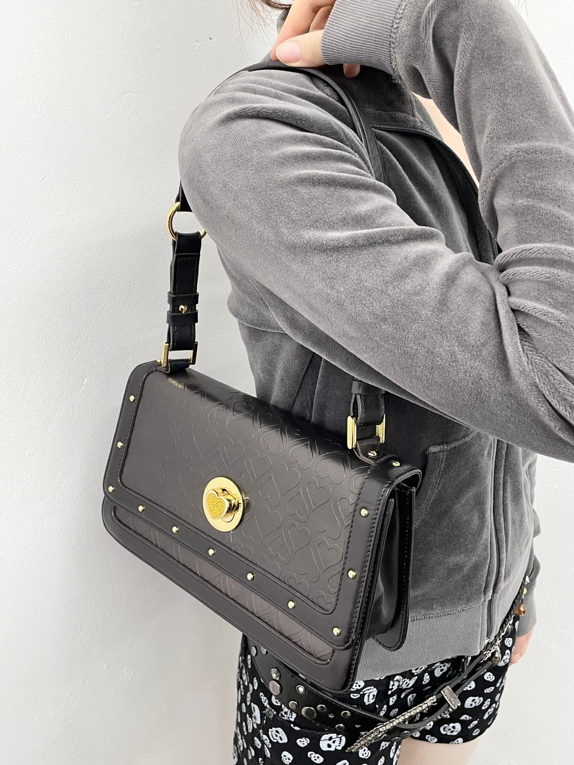 러브캣 하트 엠보 큐빅 토트백💕 상품이미지3