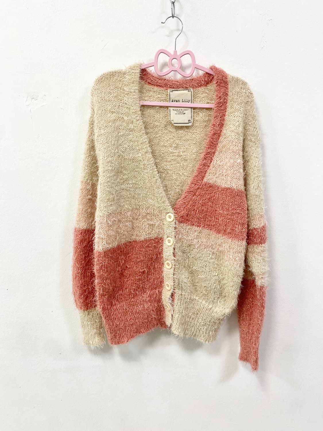 [AVAN LILY] 폭닥 로걀 핑크 아이보리 가디건 상품이미지5