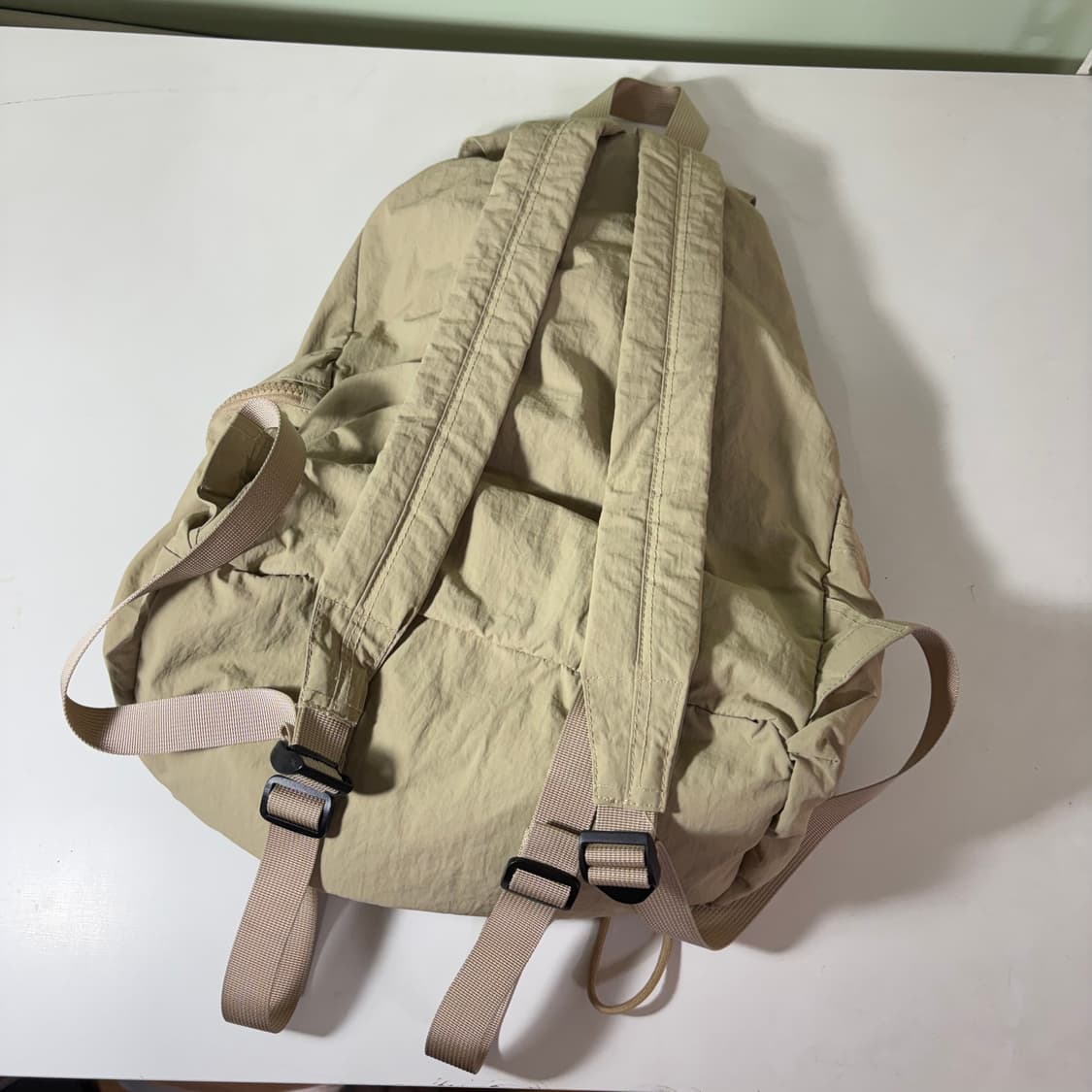 OS VTG 베이지 스트링 나일론 백팩 상품이미지3