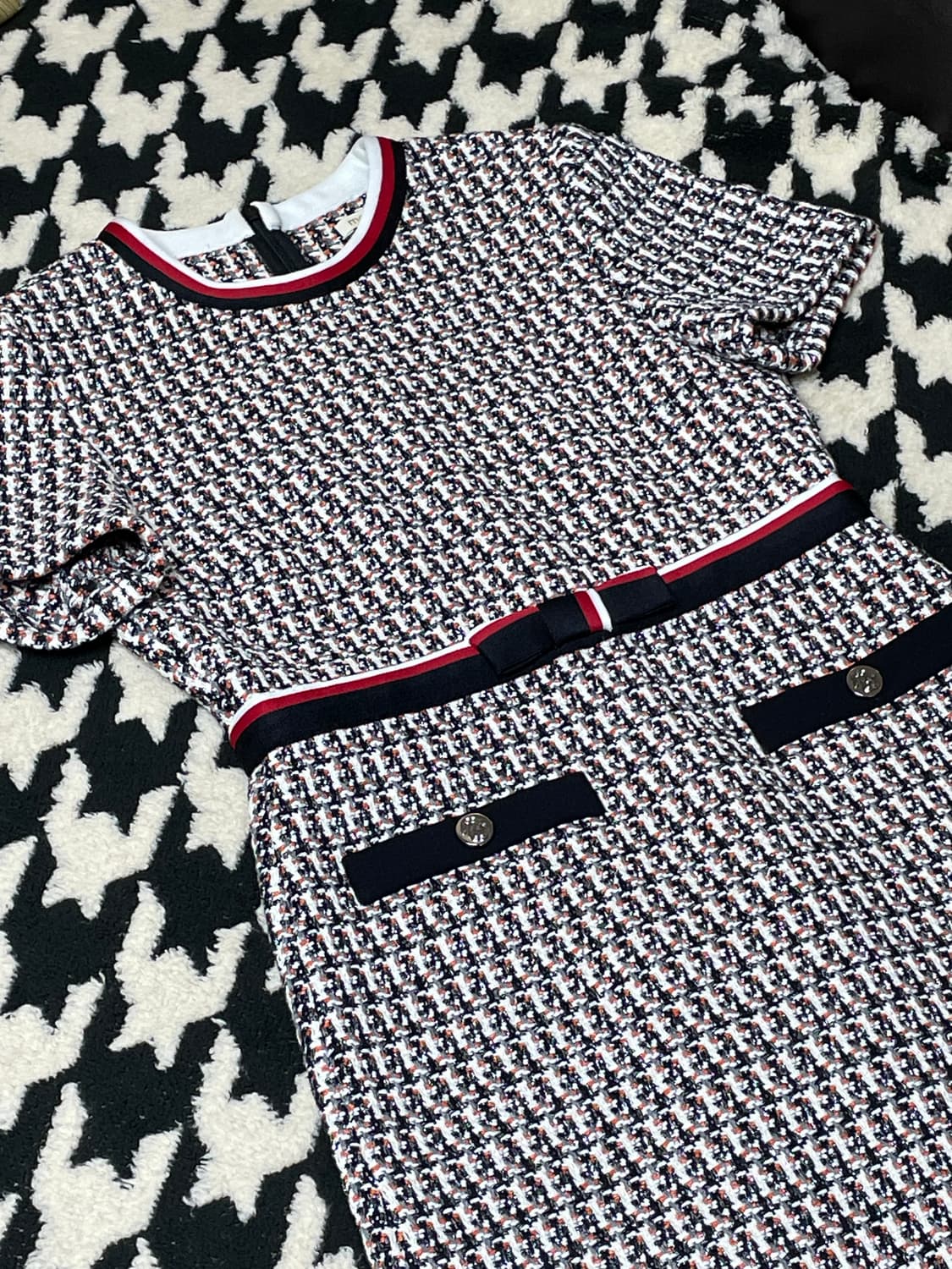 마쥬 멀티컬러 벨티드 트위드 원피스 36 상품이미지2