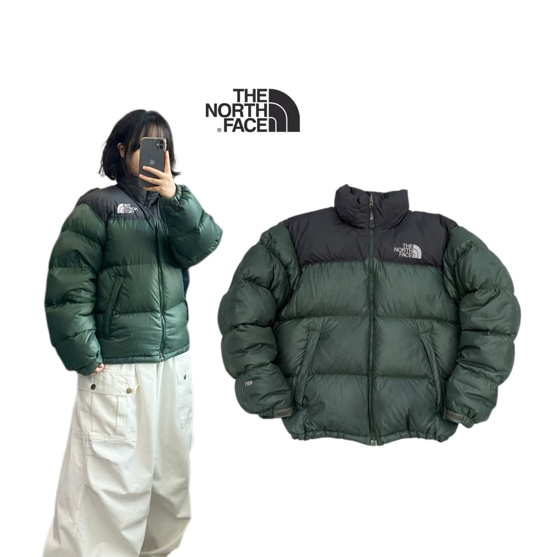 노스페이스 700 눕시 카키 그린 푸퍼 구스다운 패딩 상품이미지1