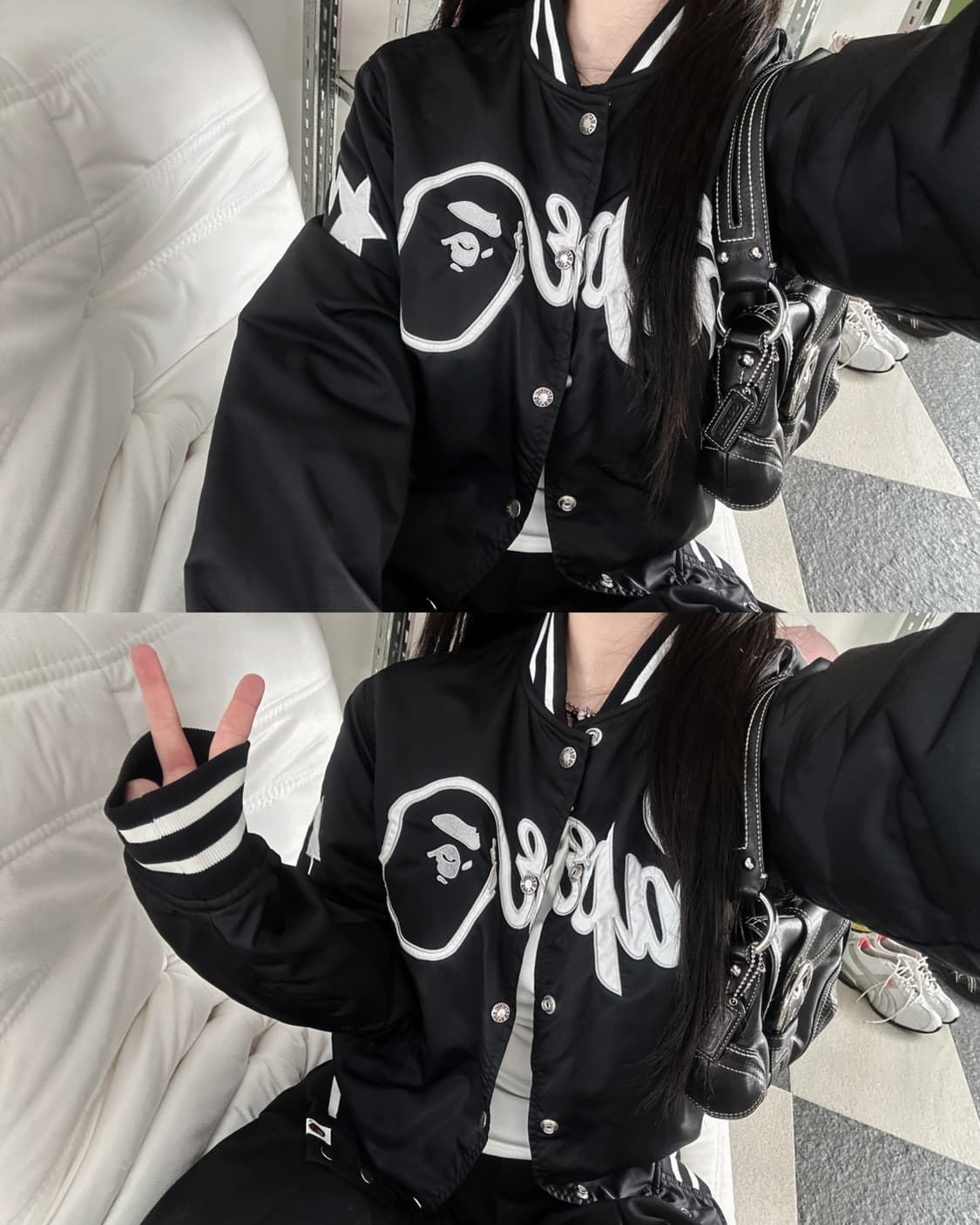 베이프 스타 빅로고 바시티 자켓  상품이미지3