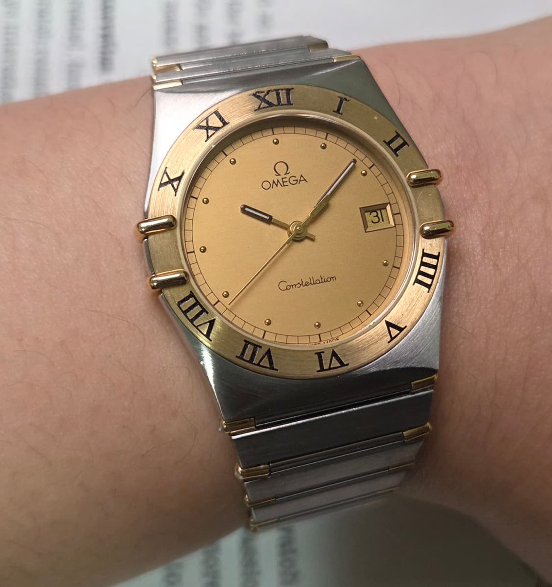 빈티지 오메가 컨스틸레이션 샴골판 골드콤비 하프바 쿼츠 남성용  상품이미지3
