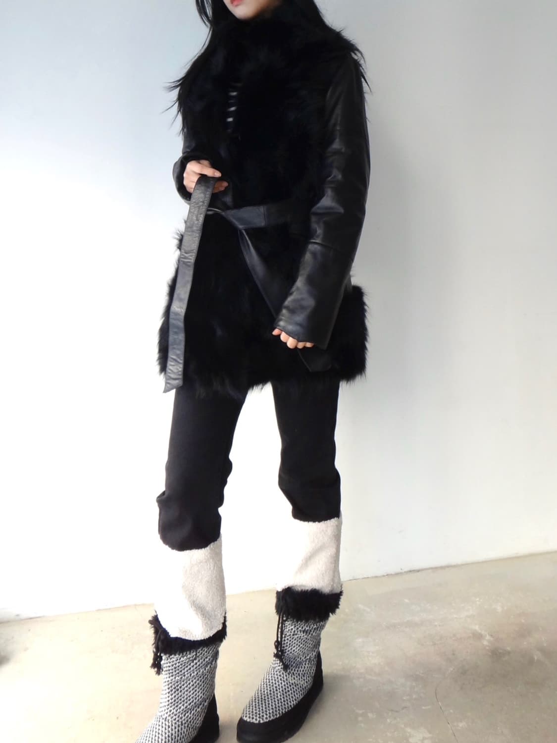 Fur lion leather jacket / black 상품이미지7