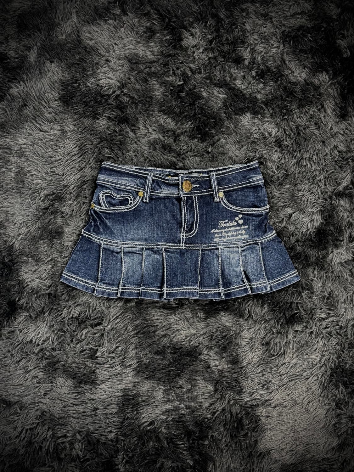 Tralala 금장 데님 플리츠 숏스커트 상품이미지1