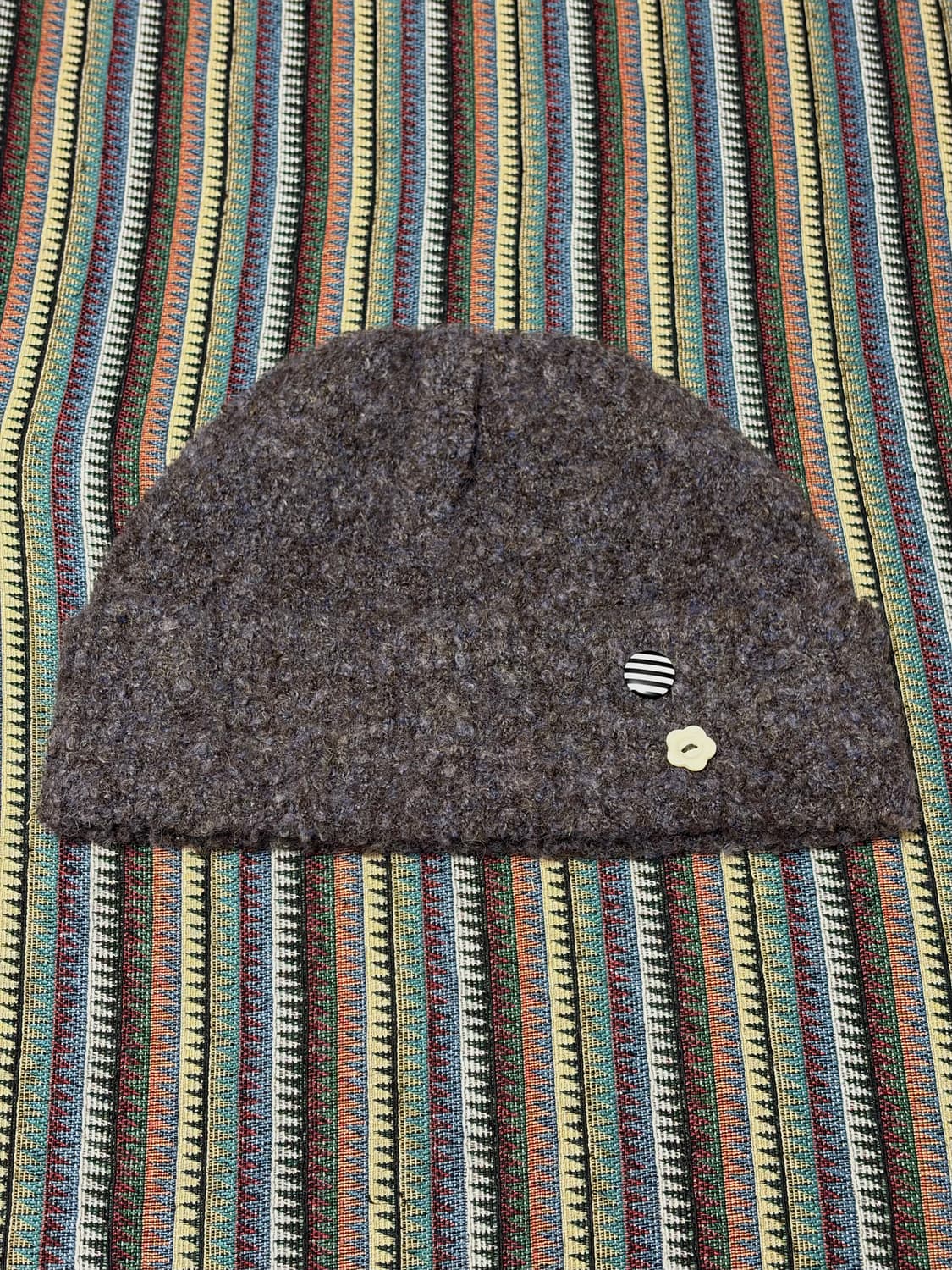 토피우먼 w 버튼 포인트 비니 브라운 상품이미지2