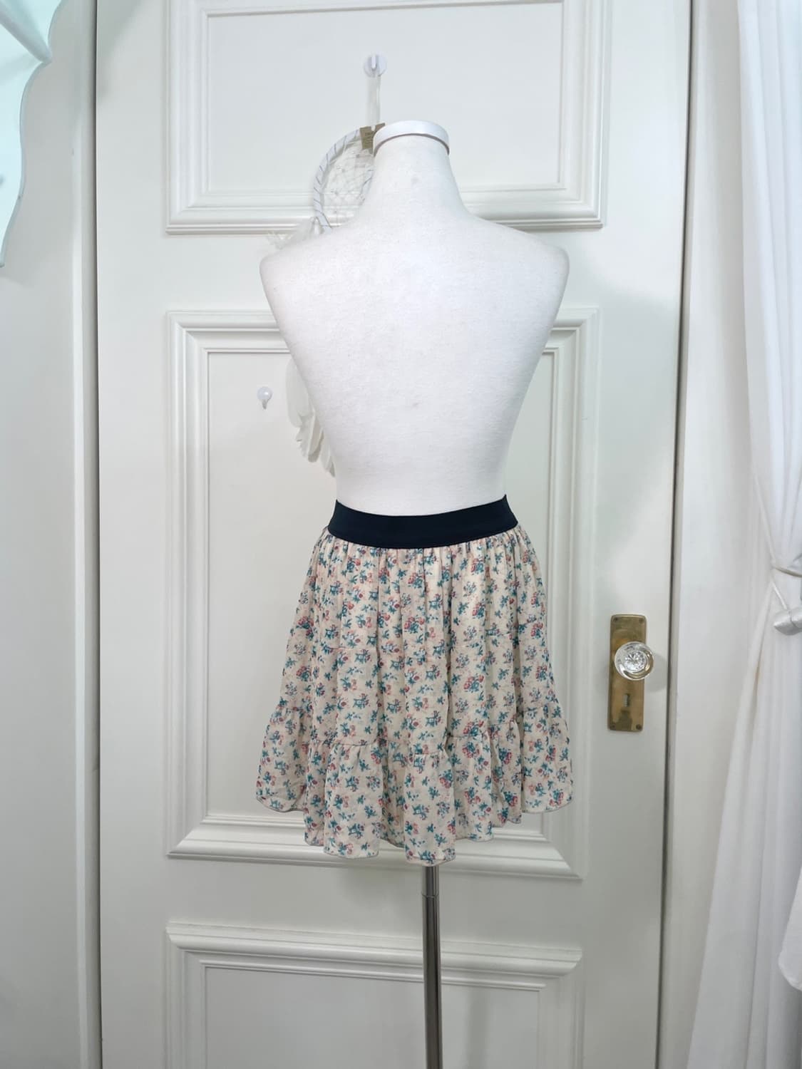 beige flower pattern banding skirt 상품이미지3