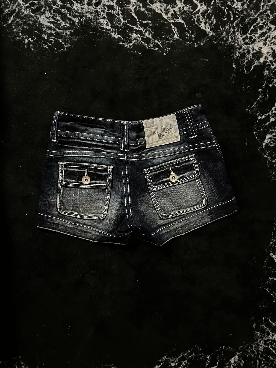 스티치 진청반바지 상품이미지2