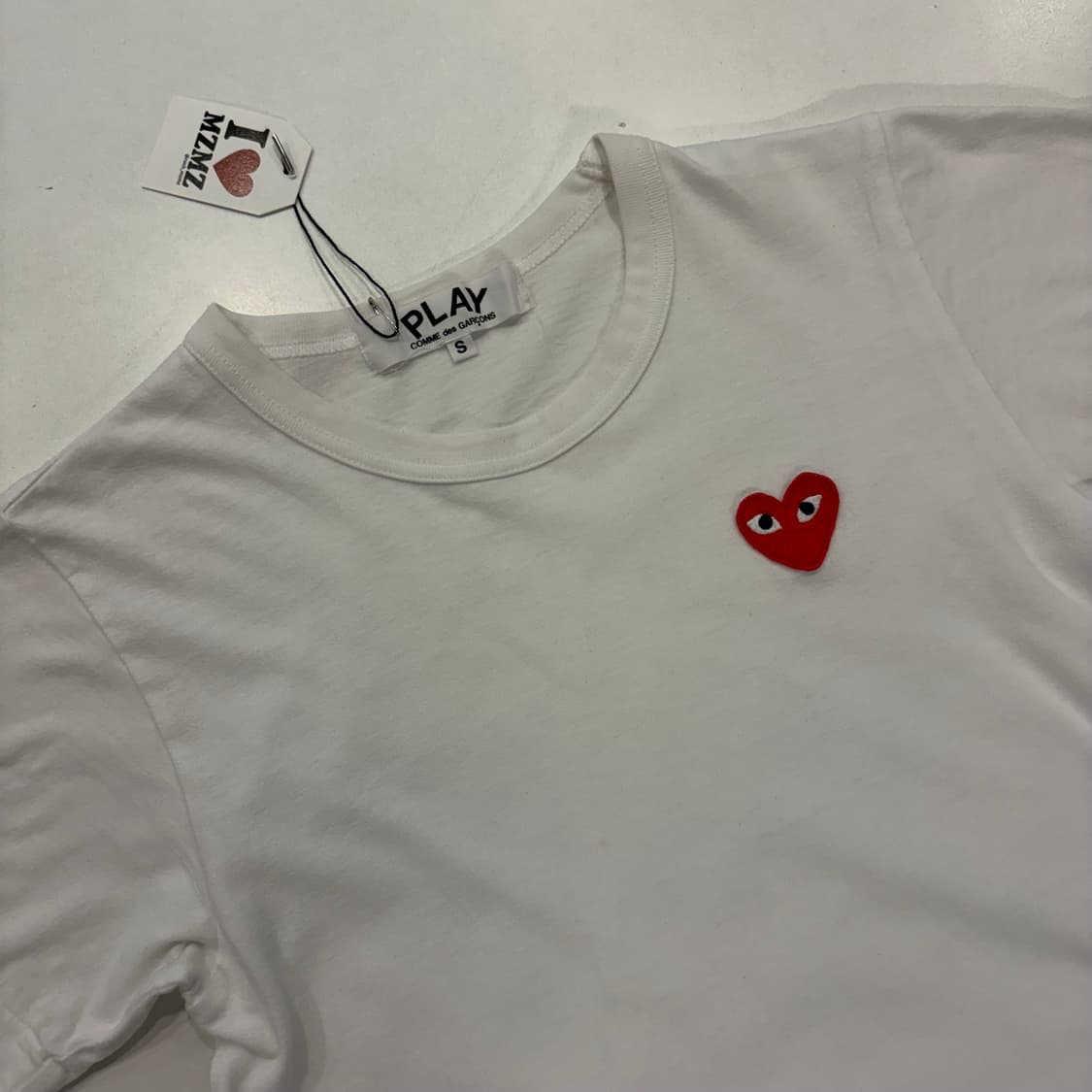 [S] 21s 꼼데가르송 레드와펜 반팔 티셔츠 화이트 B349 상품이미지3