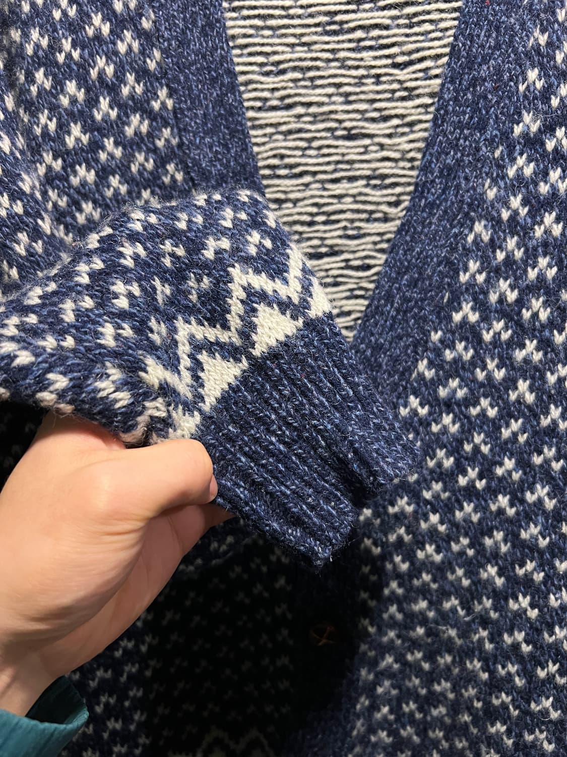 [L]90's Made in USA 버드아이 패턴 울 가디건 상품이미지4