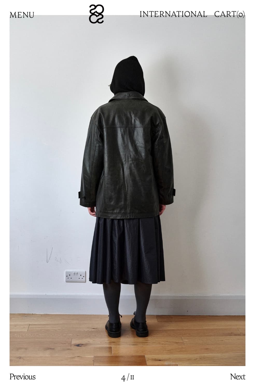 코스모스 (리미티드)크랙 카우레더 자켓 M 상품이미지4