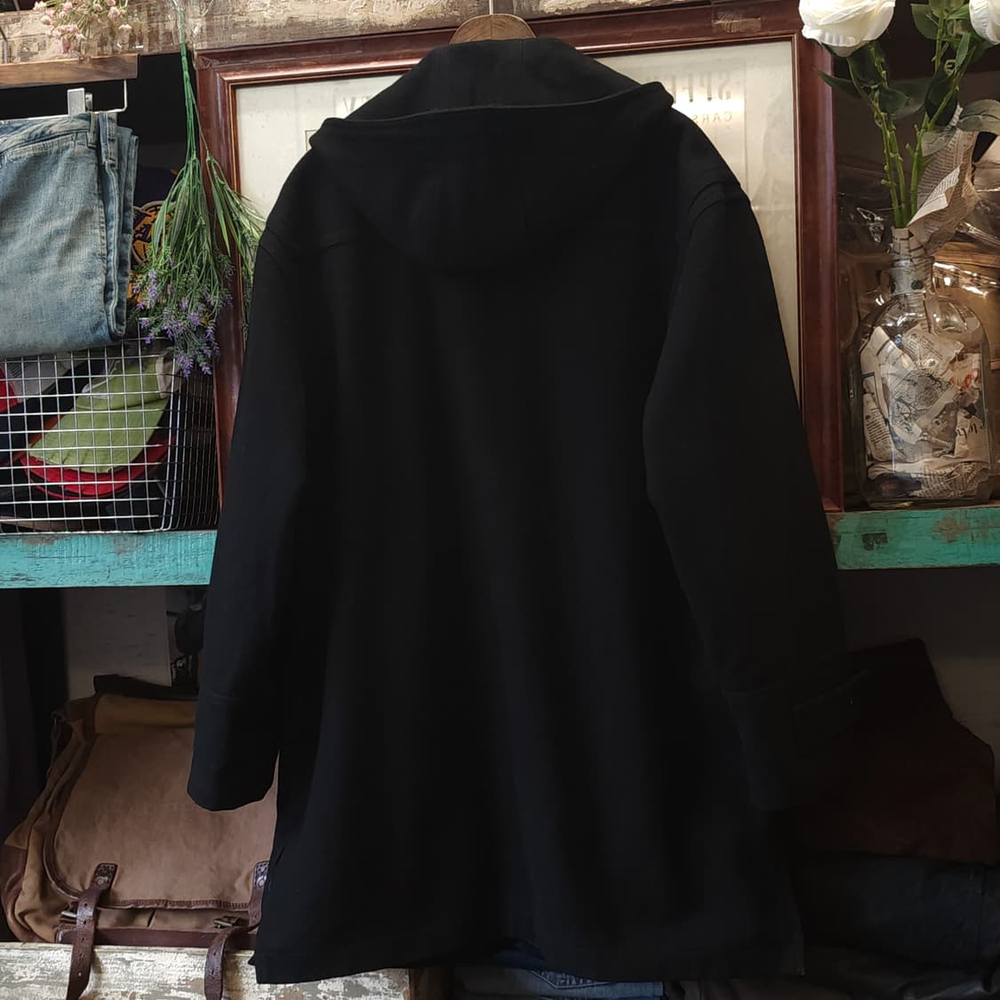 90s 프렌치 울 코트 빈티지 코트 이태리 더플코트 블랙 나바호 L 상품이미지3